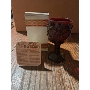 Vintage Avon Ruby Red Cape Cod Wine Goblet Candelette Holder Bayberry Scent